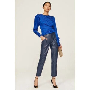 Ronny Kobo Collective Blue Faux Leather Pants